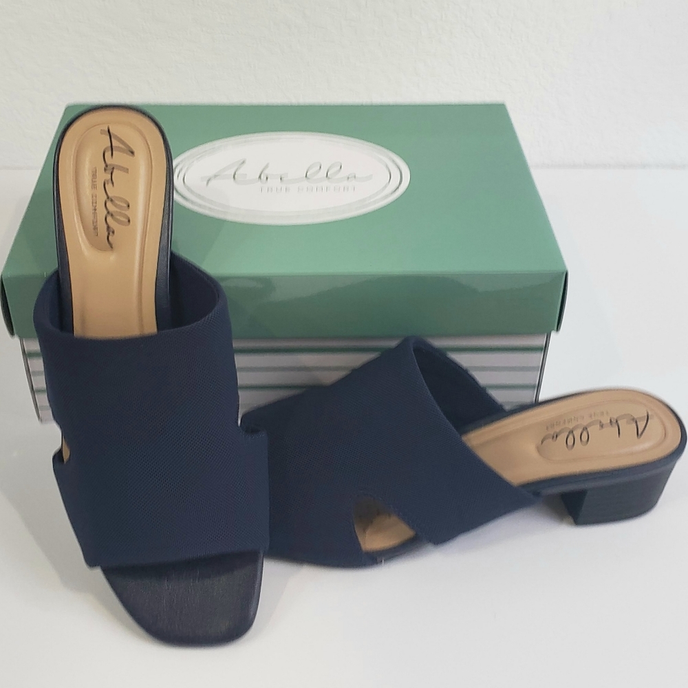 Abella Navy Blue Open-Toe Slide Sandals